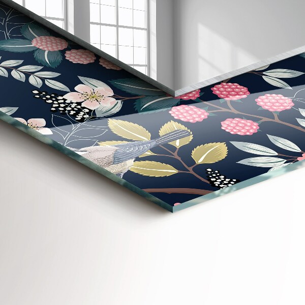 Oglinda cu rama imprimata Frunze cu model portocaliu