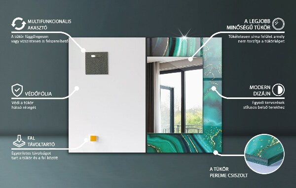 Oglinda decor perete Linii diagonale pe lemn