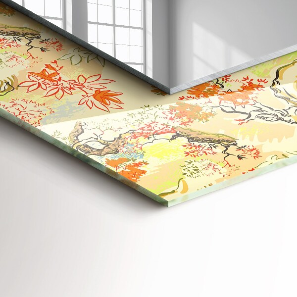 Oglinda cu decor Motiv geometric alb-negru