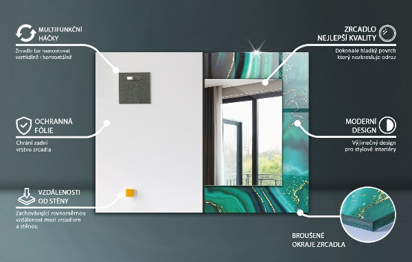 Oglinda rama cu imprimeu Triunghiuri negre și gri