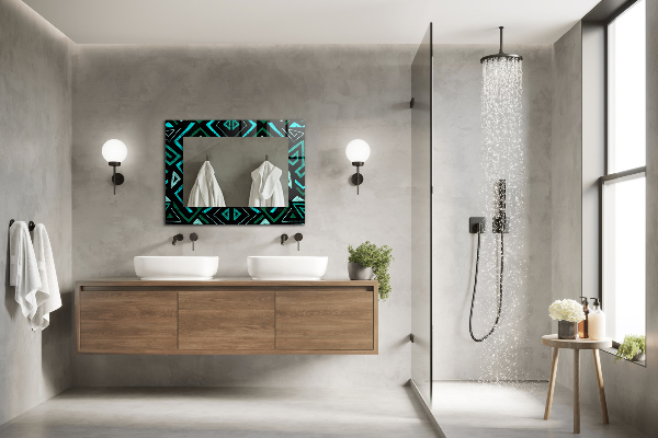 Oglinda cu decor Motive geometrice în turcoaz