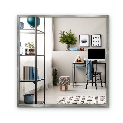 Oglindă decorativă de perete pătrată argintie 50x50 cm