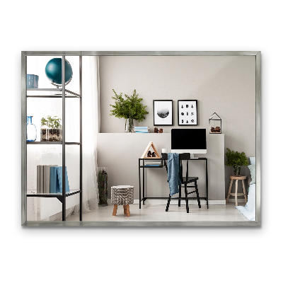 Oglindă tradițională de perete cu ramă argintie dreptunghiulară 70x50 cm