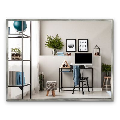 Oglindă minimalistă dreptunghiulară cu ramă argintie 80x60 cm