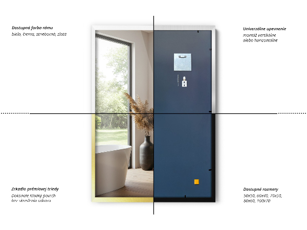 Oglindă decorativă de perete pătrată aurie 50x50 cm