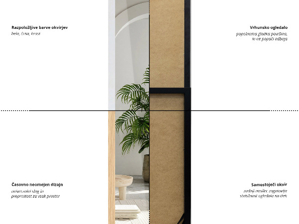 Oglindă de podea cu ramă neagră 36x156 cm