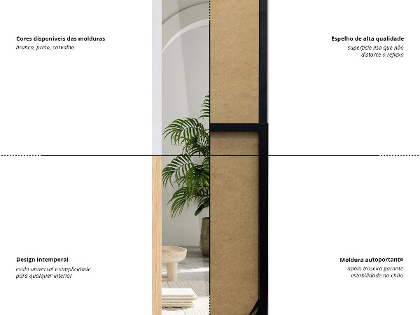 Oglindă de podea cu ramă neagră 36x156 cm