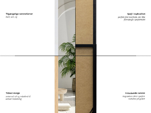 Oglindă de podea cu ramă neagră 36x156 cm