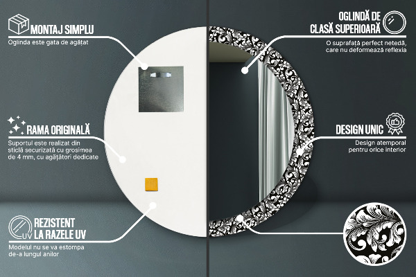 Oglinda rotunda imprimata Ornament