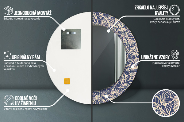 Oglinda rotunda imprimata Flori