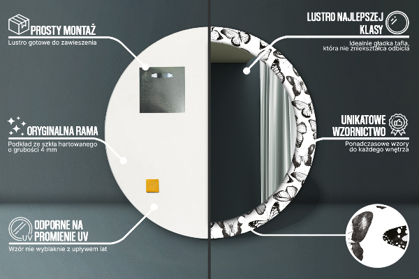 Oglinda rotunda imprimata Fluture