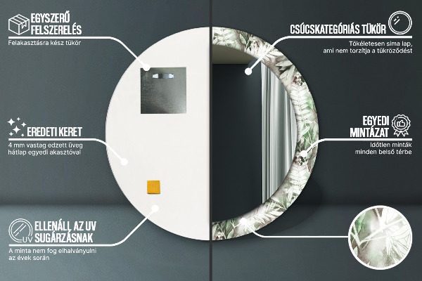 Oglinda rotunda imprimata Frunze de acuarelă