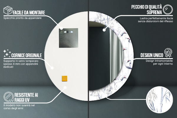 Decoratiuni perete cu oglinda Macarale păsări