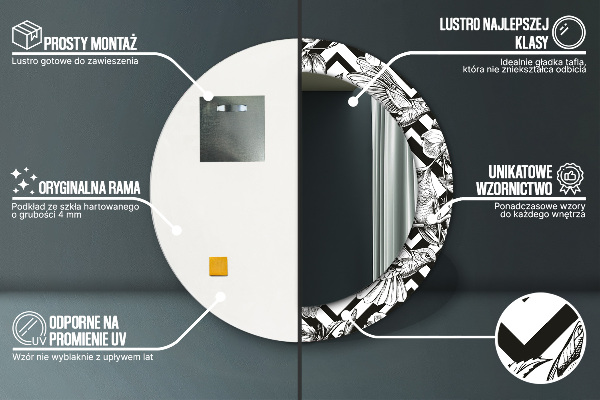 Oglinda rotunda rama cu imprimeu Pasărea colibri