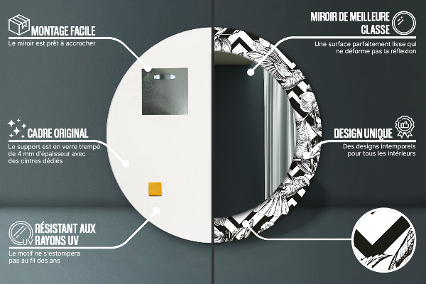 Oglinda rotunda rama cu imprimeu Pasărea colibri