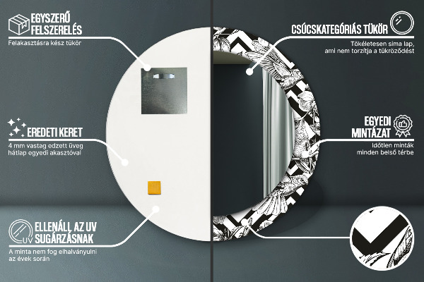 Oglinda rotunda rama cu imprimeu Pasărea colibri