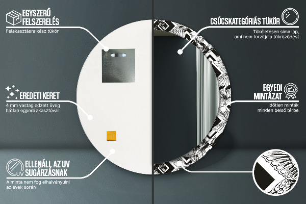Oglinda rotunda rama cu imprimeu Pasărea colibri