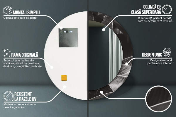 Oglinda cu decor rotunda Palmieri tropicali