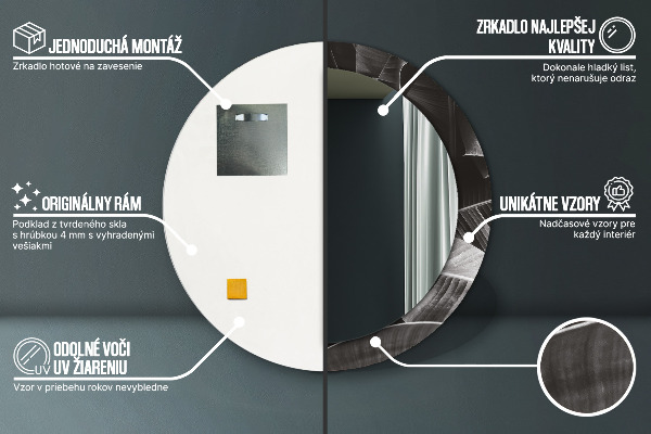 Oglinda cu decor rotunda Palmieri tropicali