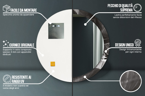 Oglinda cu decor rotunda Palmieri tropicali