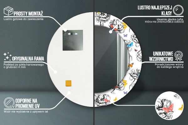 Oglinda cu decor rotunda Fluture