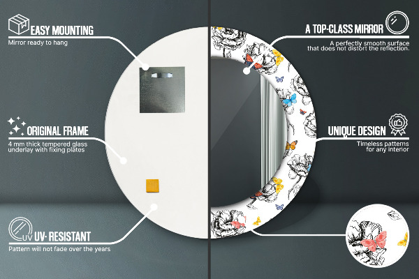 Oglinda cu decor rotunda Fluture