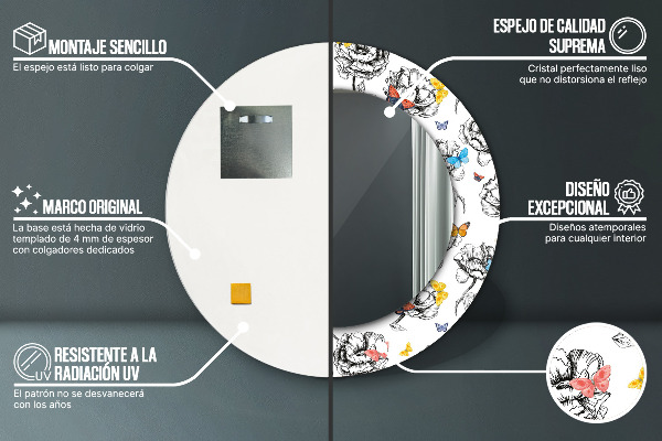 Oglinda cu decor rotunda Fluture