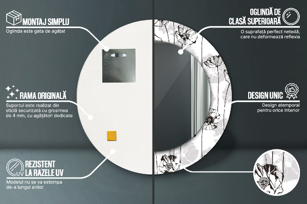 Decoratiuni perete cu oglinda Maki flori