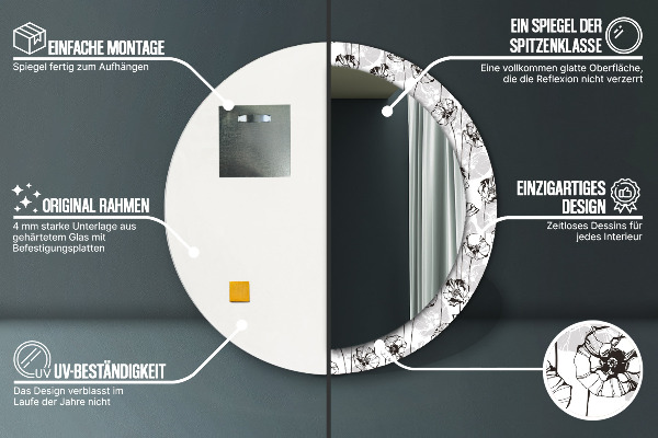 Decoratiuni perete cu oglinda Maki flori