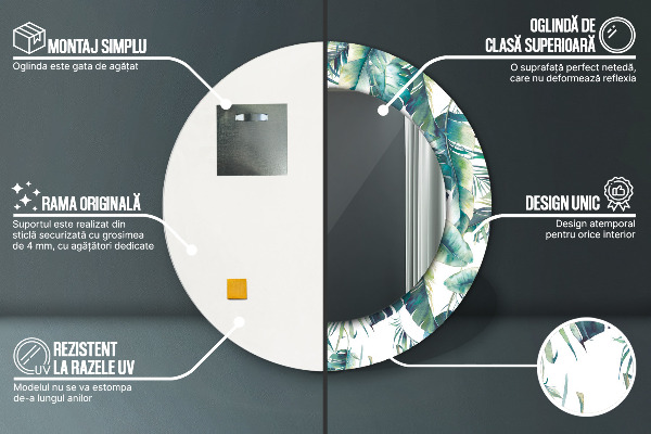 Decoratiuni perete cu oglinda Frunze