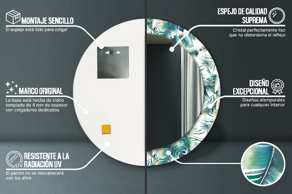 Decoratiuni perete cu oglinda Frunze