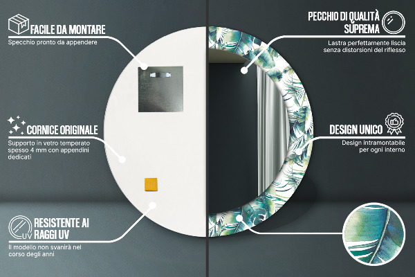 Decoratiuni perete cu oglinda Frunze