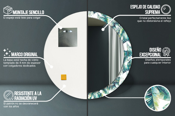 Decoratiuni perete cu oglinda Frunze