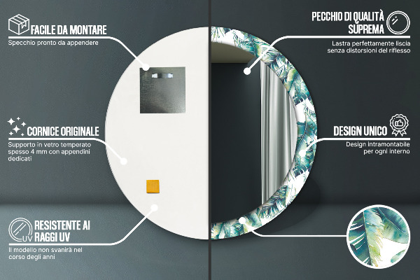 Decoratiuni perete cu oglinda Frunze