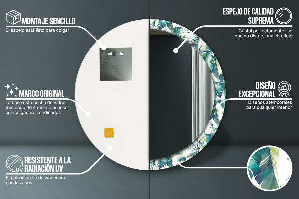 Decoratiuni perete cu oglinda Frunze