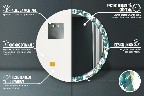 Decoratiuni perete cu oglinda Frunze