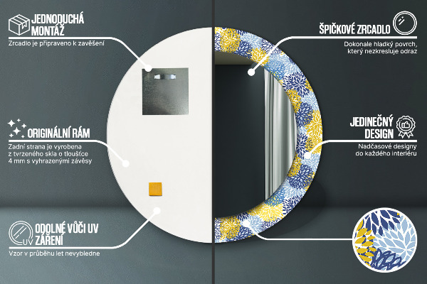 Decoratiuni perete cu oglinda Flori albastre