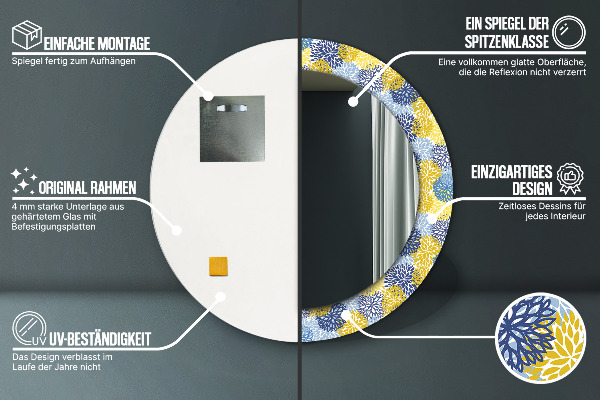 Decoratiuni perete cu oglinda Flori albastre