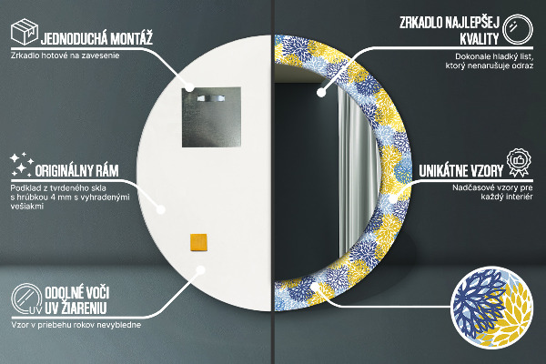 Decoratiuni perete cu oglinda Flori albastre