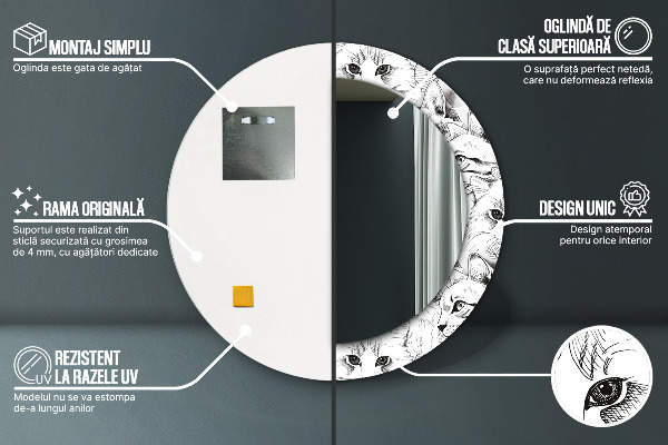 Decoratiuni perete cu oglinda Animale de companie pisici