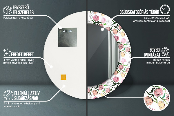 Oglinda rotunda imprimata Muguri de bujor