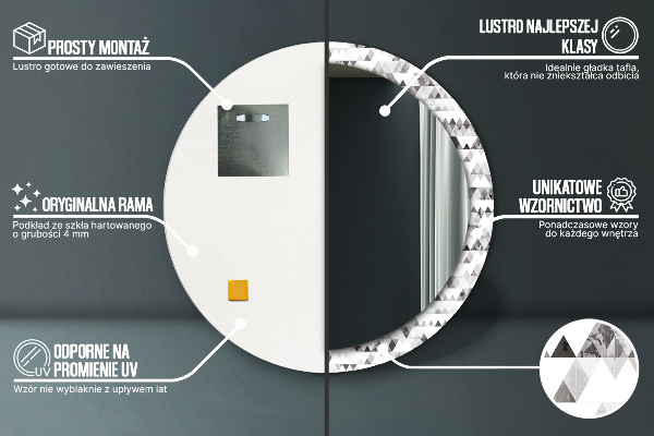 Oglinda rotunda imprimata Triunghiul curcubeului