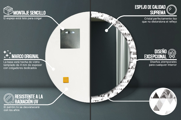 Oglinda rotunda imprimata Triunghiul curcubeului