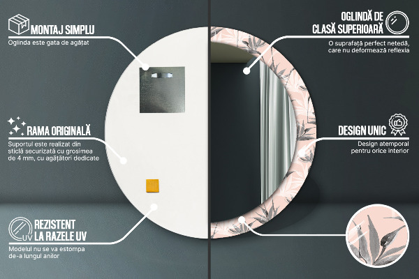 Oglinda rotunda imprimata Paradisul păsărilor