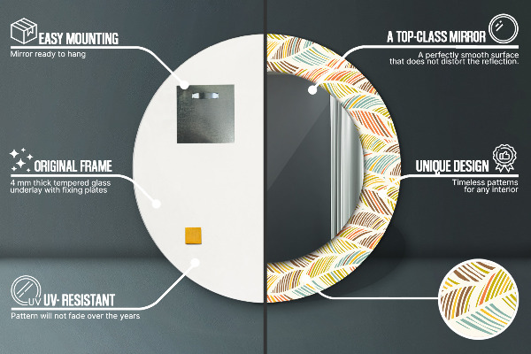 Oglinda rotunda imprimata Abstract