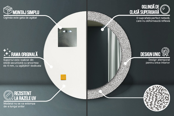 Oglinda cu decor rotunda Model floral