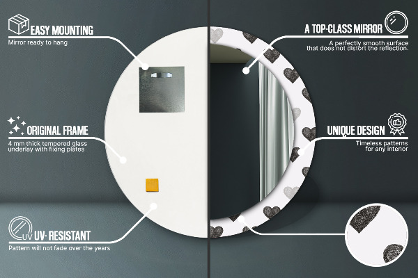 Oglinda cu decor rotunda Inimi abstracte