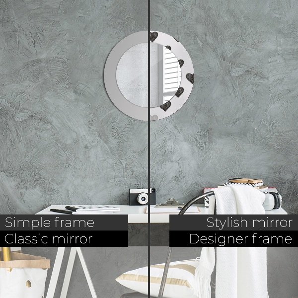 Oglinda cu decor rotunda Inimi abstracte