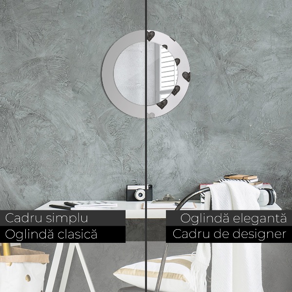 Oglinda cu decor rotunda Inimi abstracte