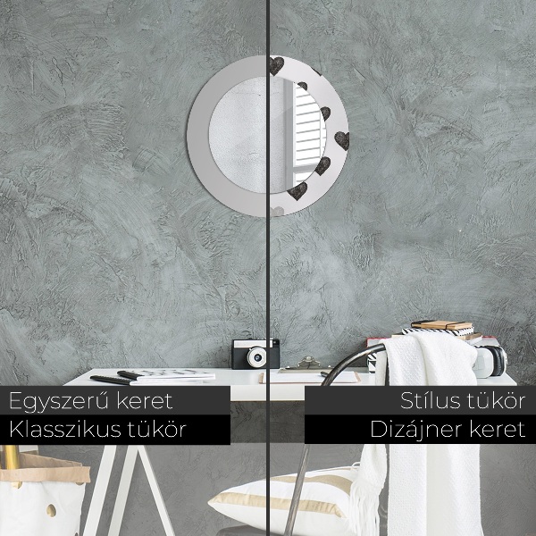 Oglinda cu decor rotunda Inimi abstracte